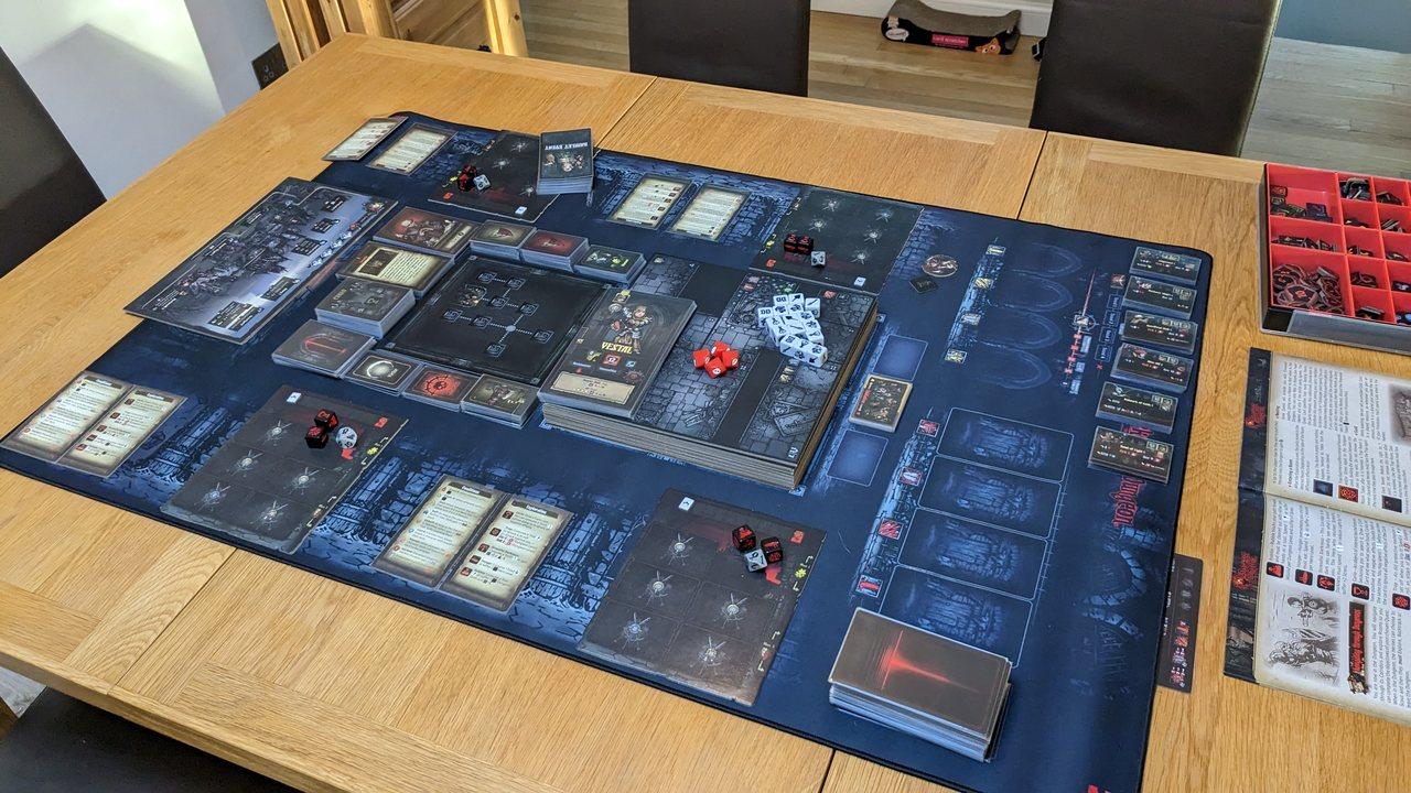Darkest Dungeon laid out before play begins