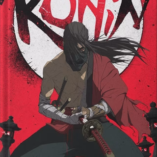 Cover of Ronin. A Samurai looks out from the cover. They are committing Seppuku. The colour pallette is red, white, black, and browns.
