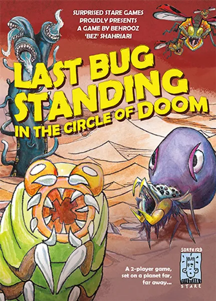 Box cover for the game. The 4 bugs look out from a weird landscape with the title undualting over them.