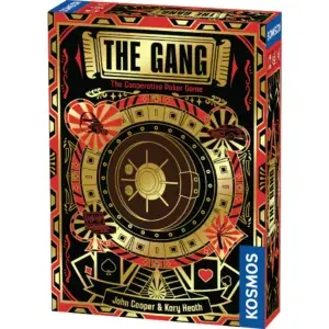 A red, black, and gold box depicting a safe with the